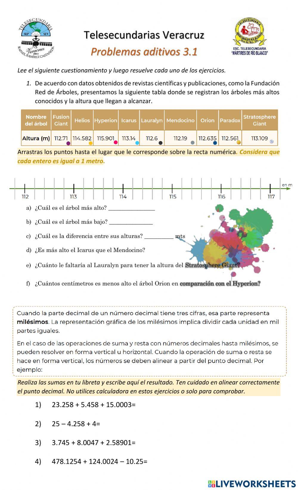 Sumas y restas con decimales