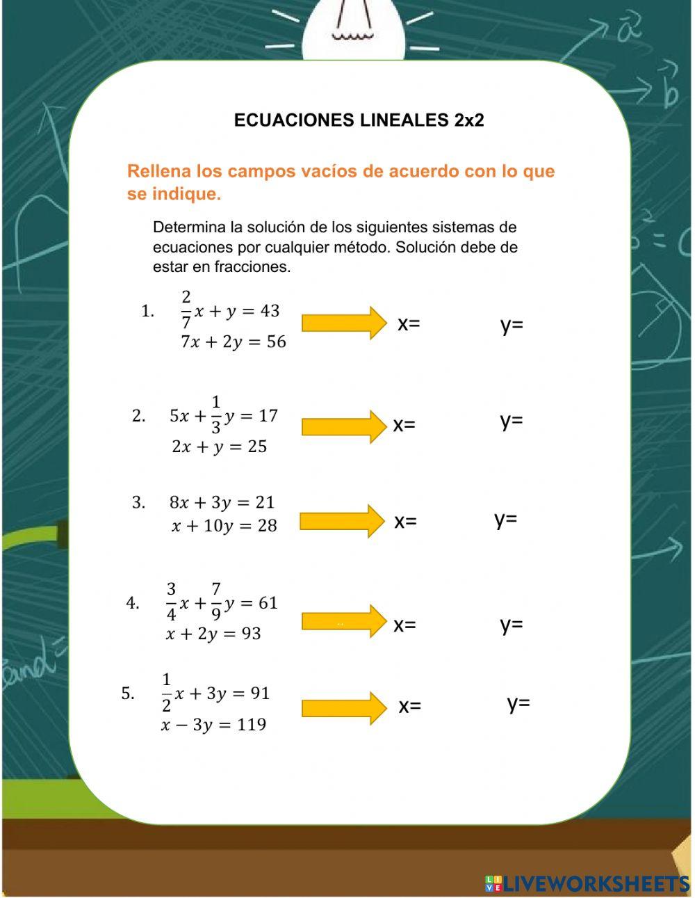 Ecuaciones lineales con 2 incognitas