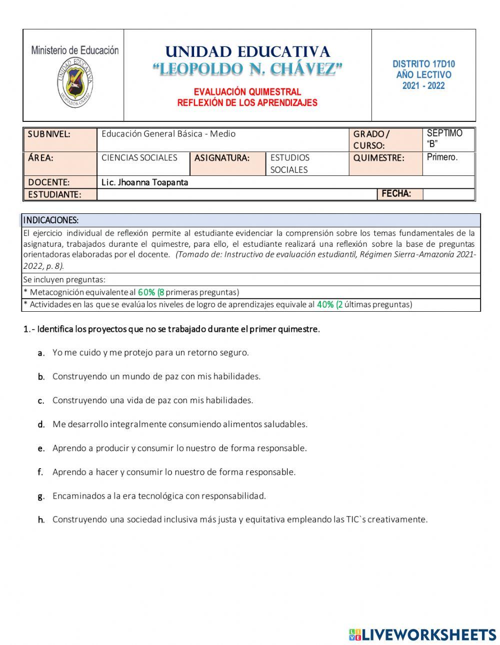 Evaluacion de estudios sociales