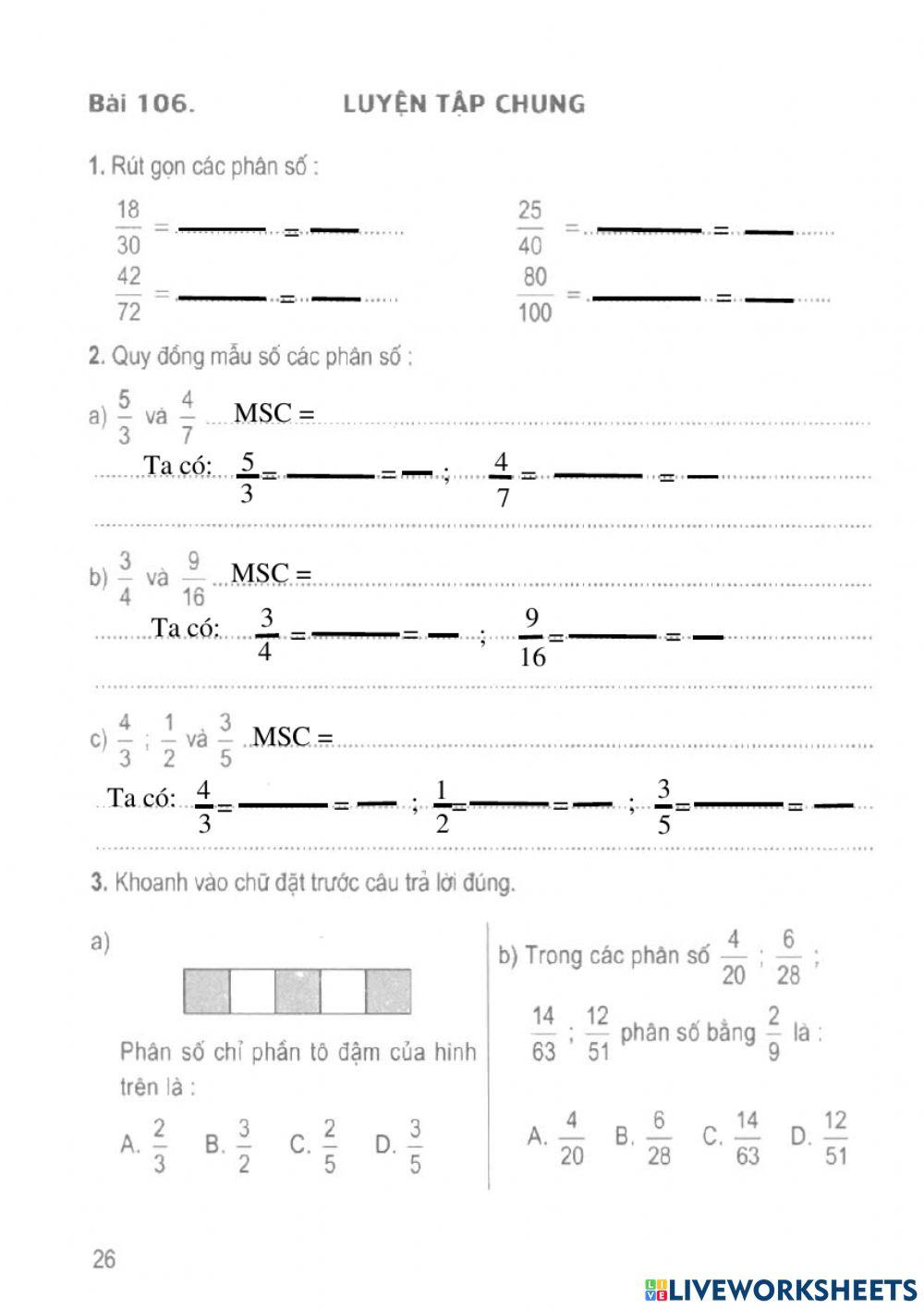 Vở BTTtoán in -Bài 106