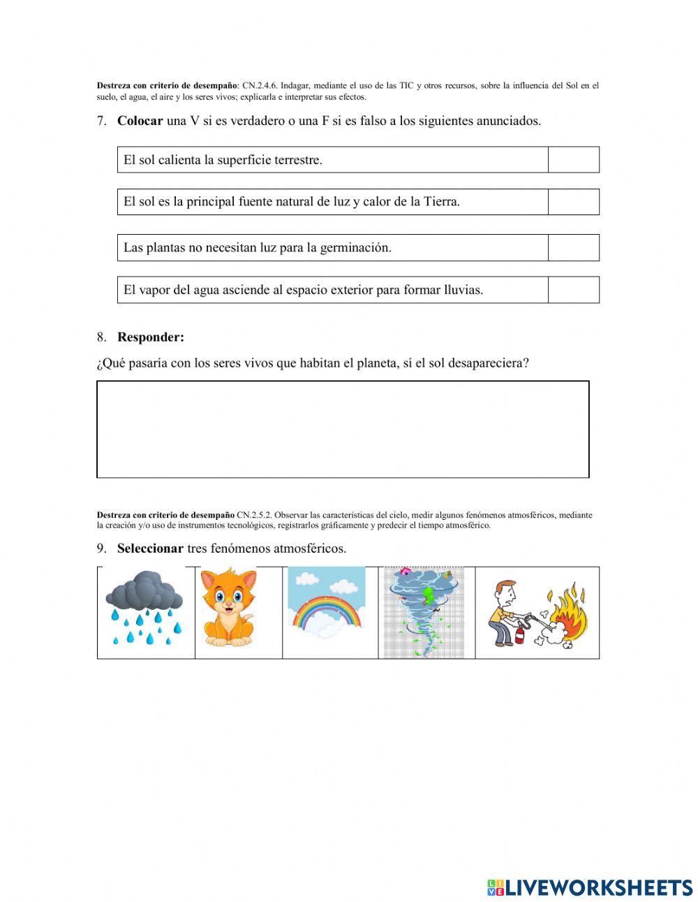 Evaluación de ciencias naturales