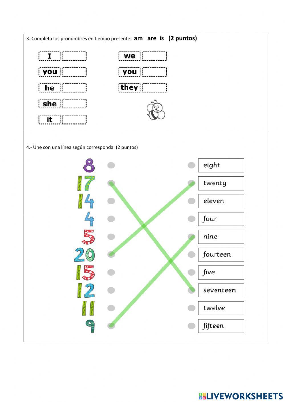 Examen quimestral de ingles