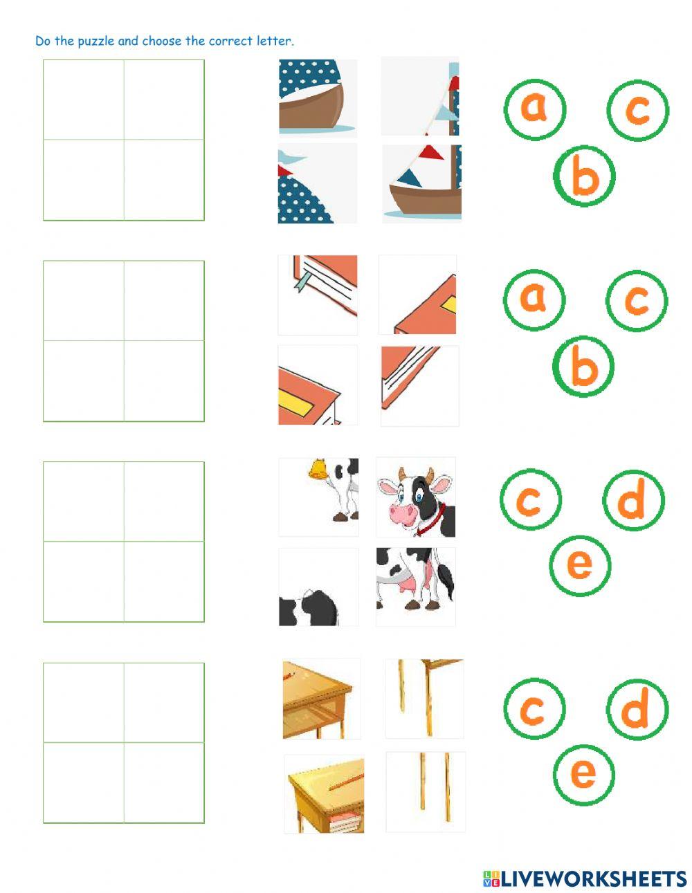 Puzzle and letters A-F