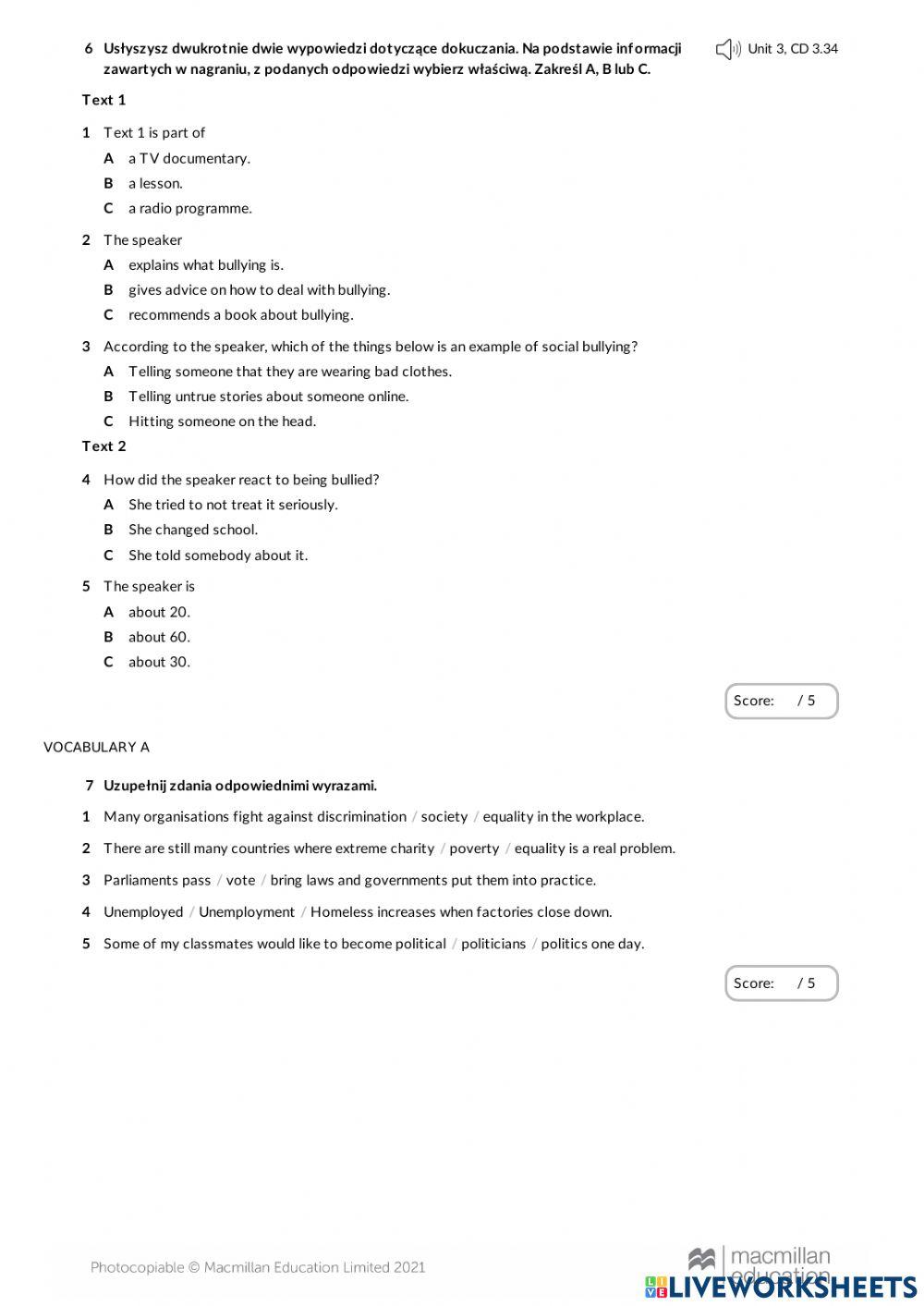 test 8.3 online exercise for | Live Worksheets