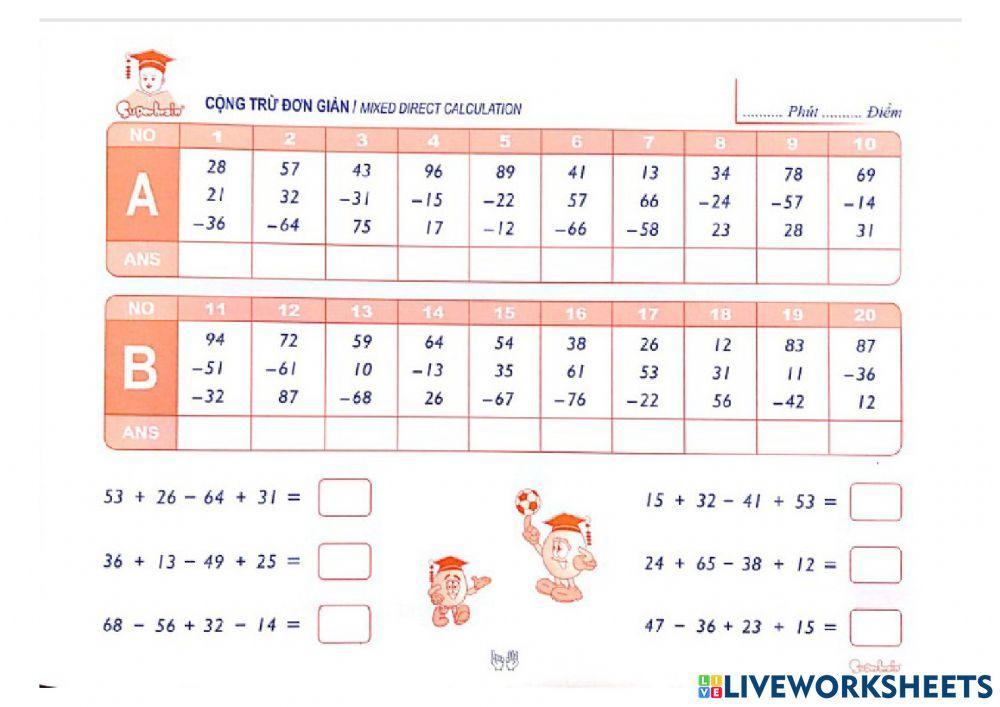 Cộng trừ đơn giản 2 tay