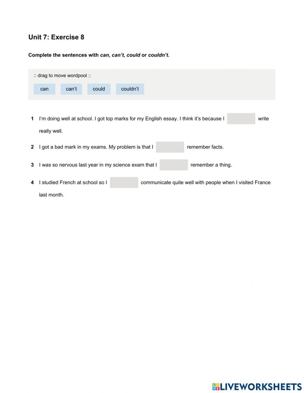 Mindset Foundation - Grammar & Vocabulary Skills Modules - Unit 7 Ex8
