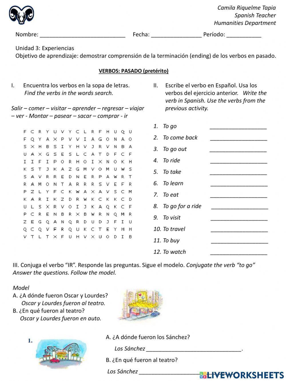 Verbos y verbo ir en pasado