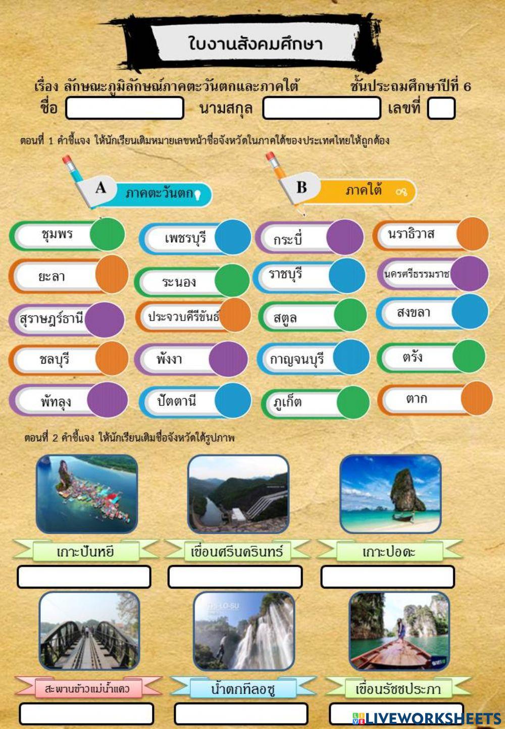 ภูมิลักษณ์ภาคตะวันตกและภาคใต้