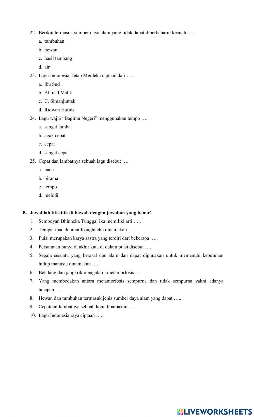 Penilaian Harian Tema 6 Cita-Citaku