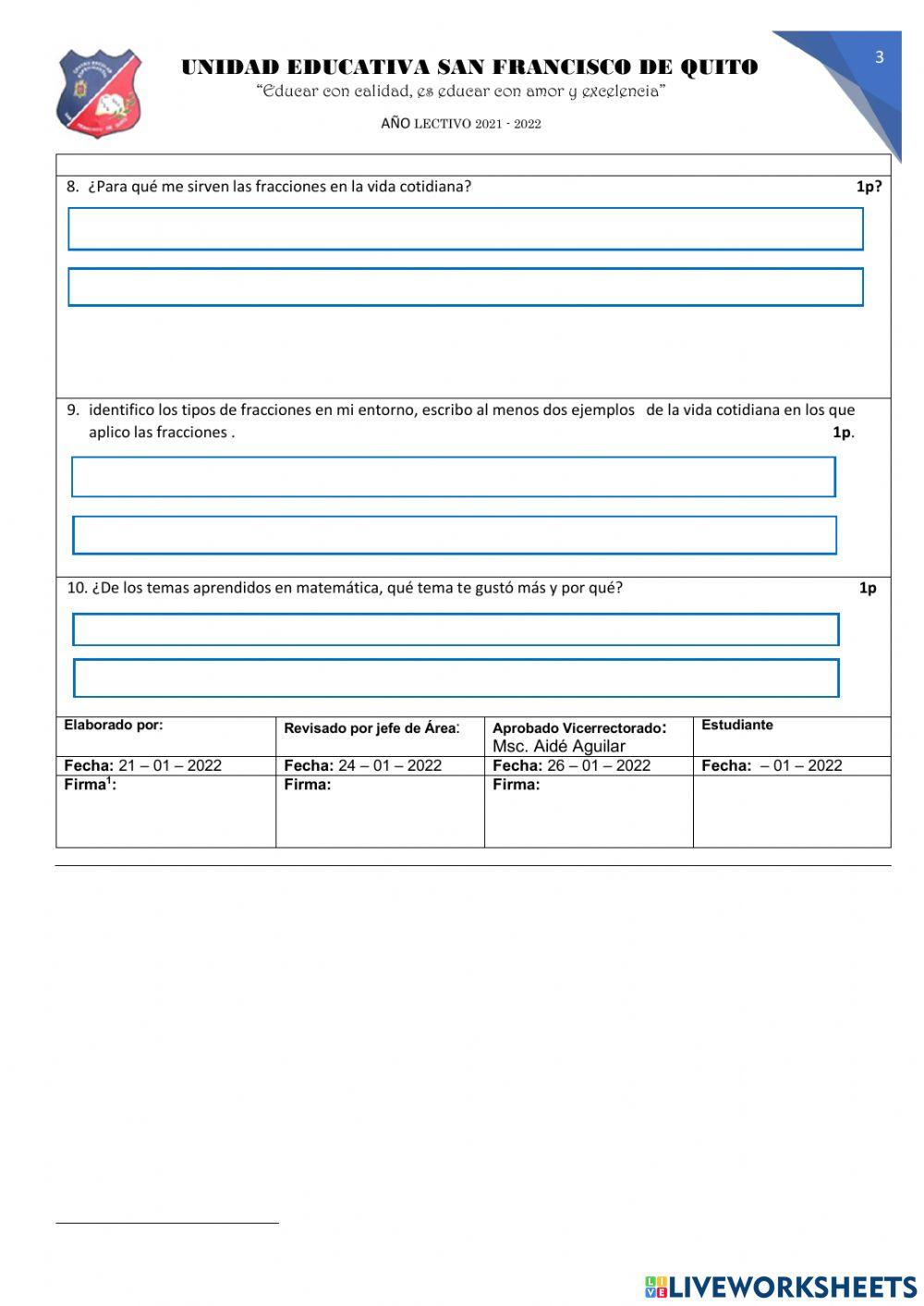 Fracciones y operaciones matemáticas