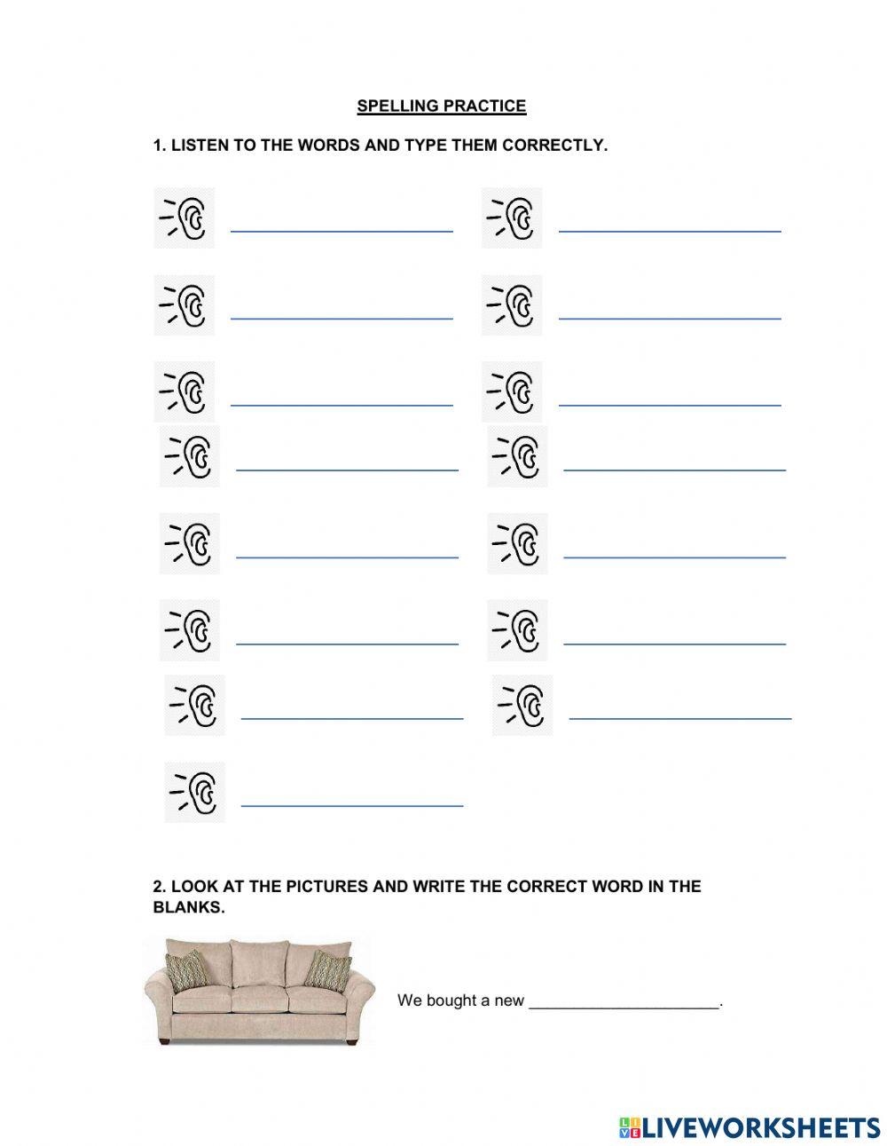 Spelling and vocabulary practice