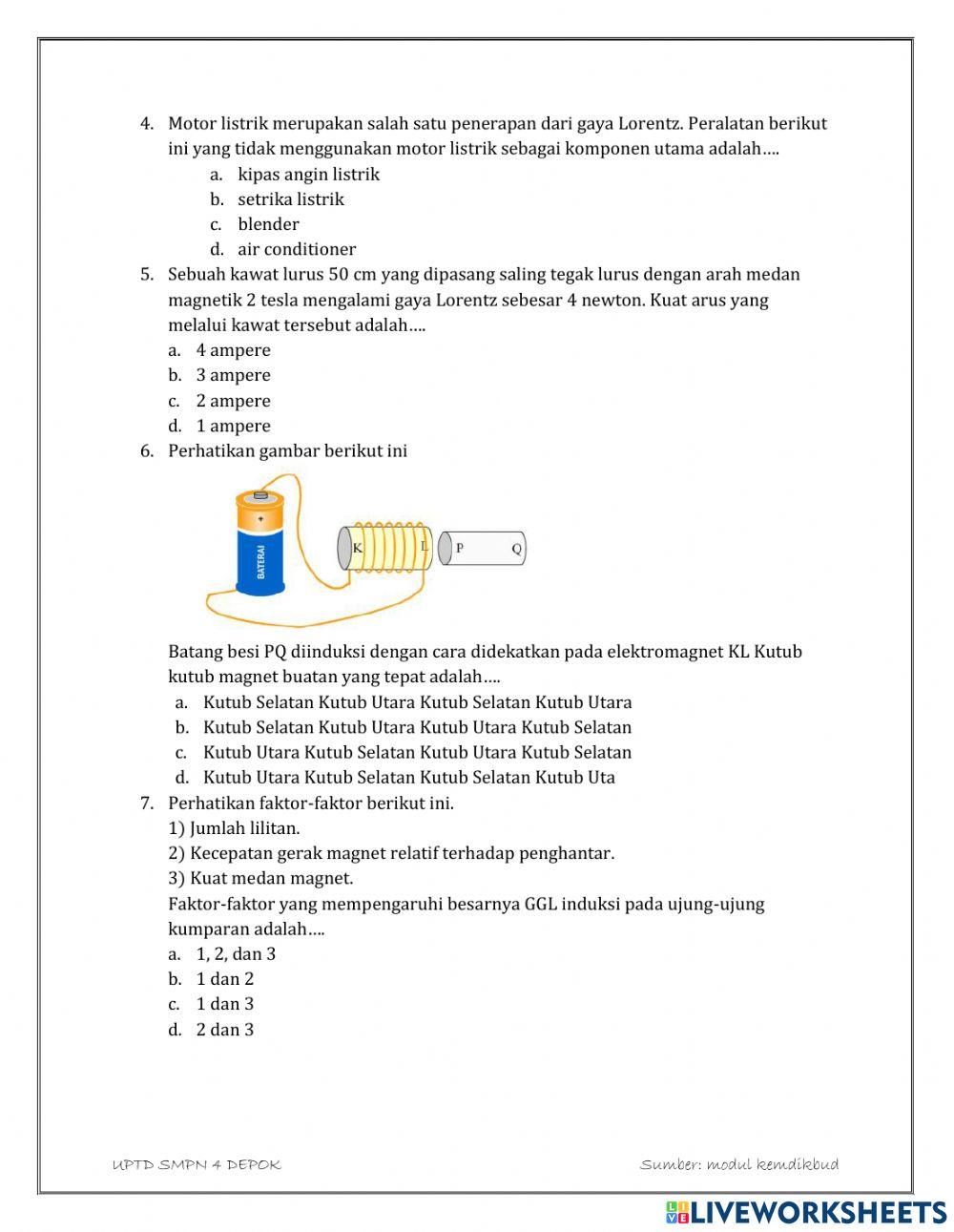 Latihan soal kemagnetan