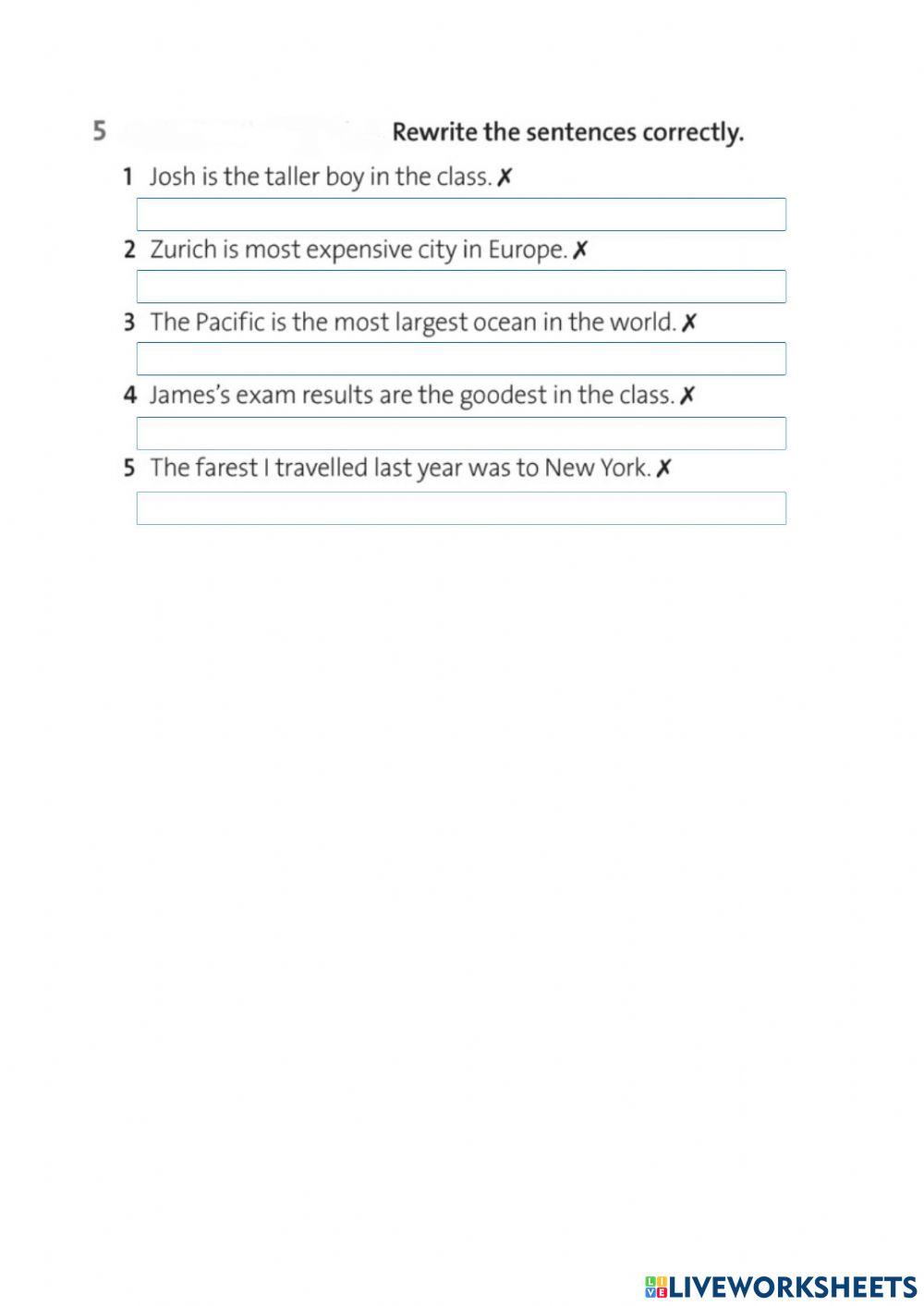 Comparative and superlative