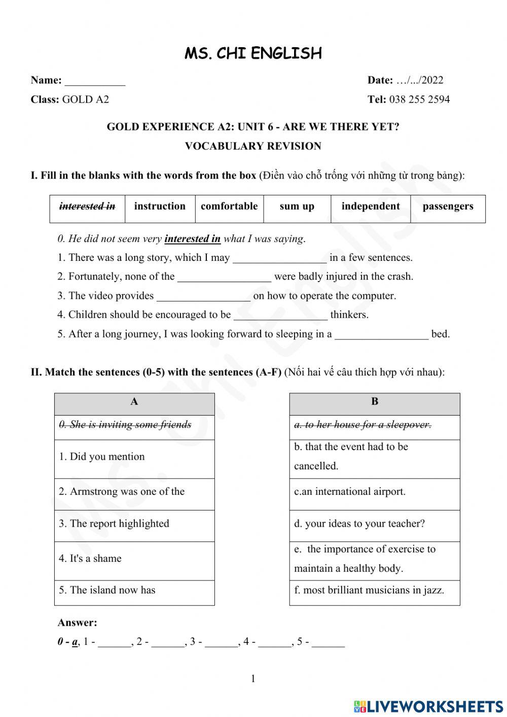 07.02.22-Gold-A2-U6-Vocab-Revision
