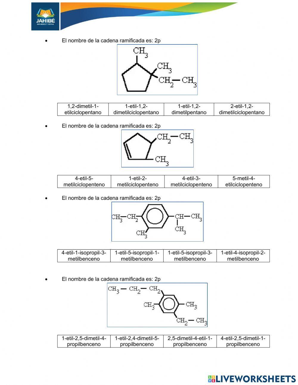Examen química tercero bgu