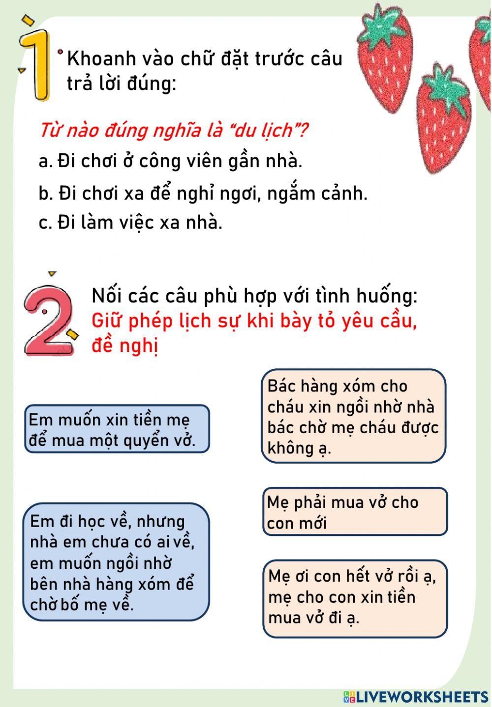 Phiếu bài tập tiếng việt 4 tuần 29