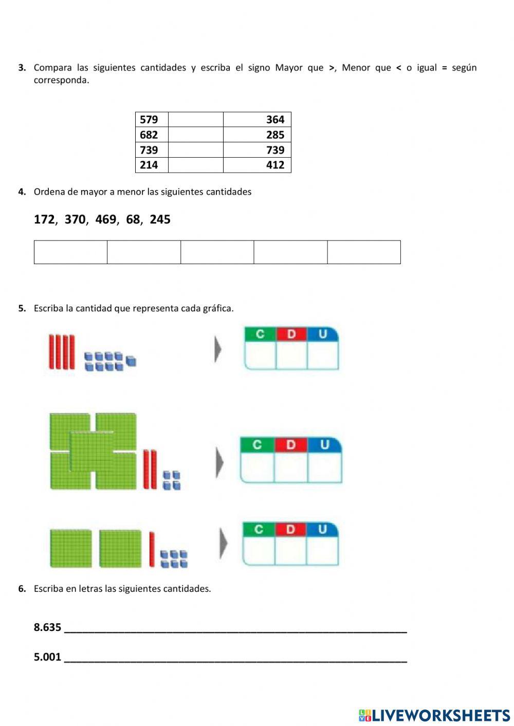 Evaluacion de matemáticas con adaptacion 4to año