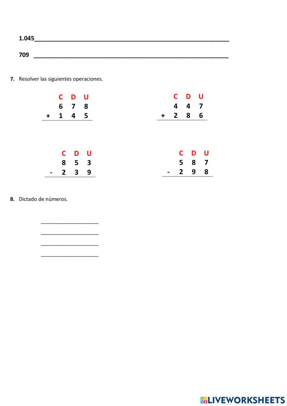 Evaluacion de matemáticas con adaptacion 4to año