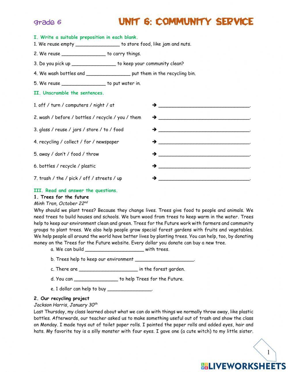 Unit 6: Community service