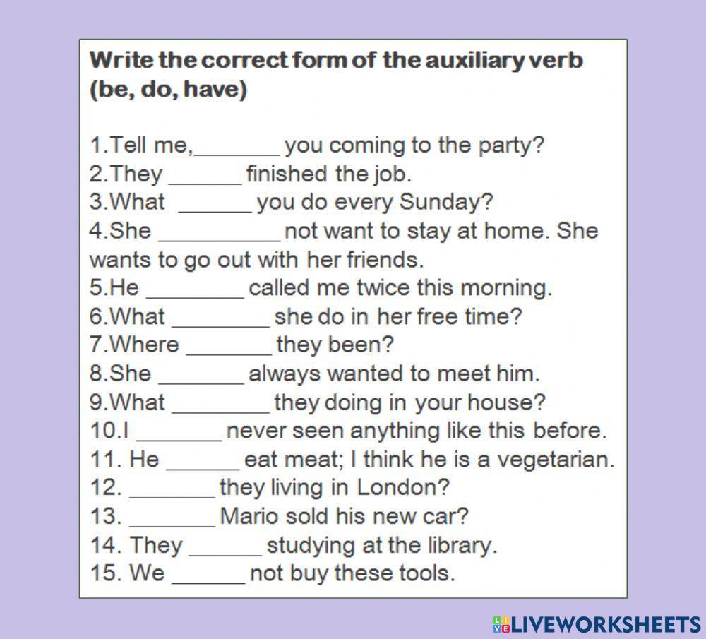 Auxiliary Verbs - Present (be, do, have)