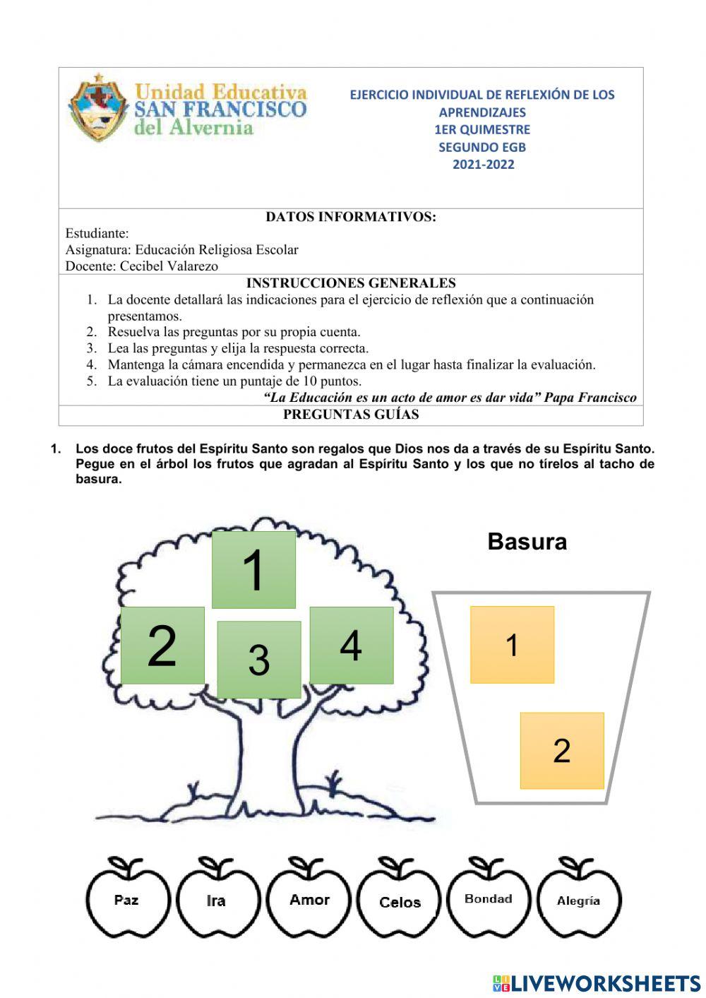 Ejercicio individual de reflexión de los aprendizajes SEGUNDO A