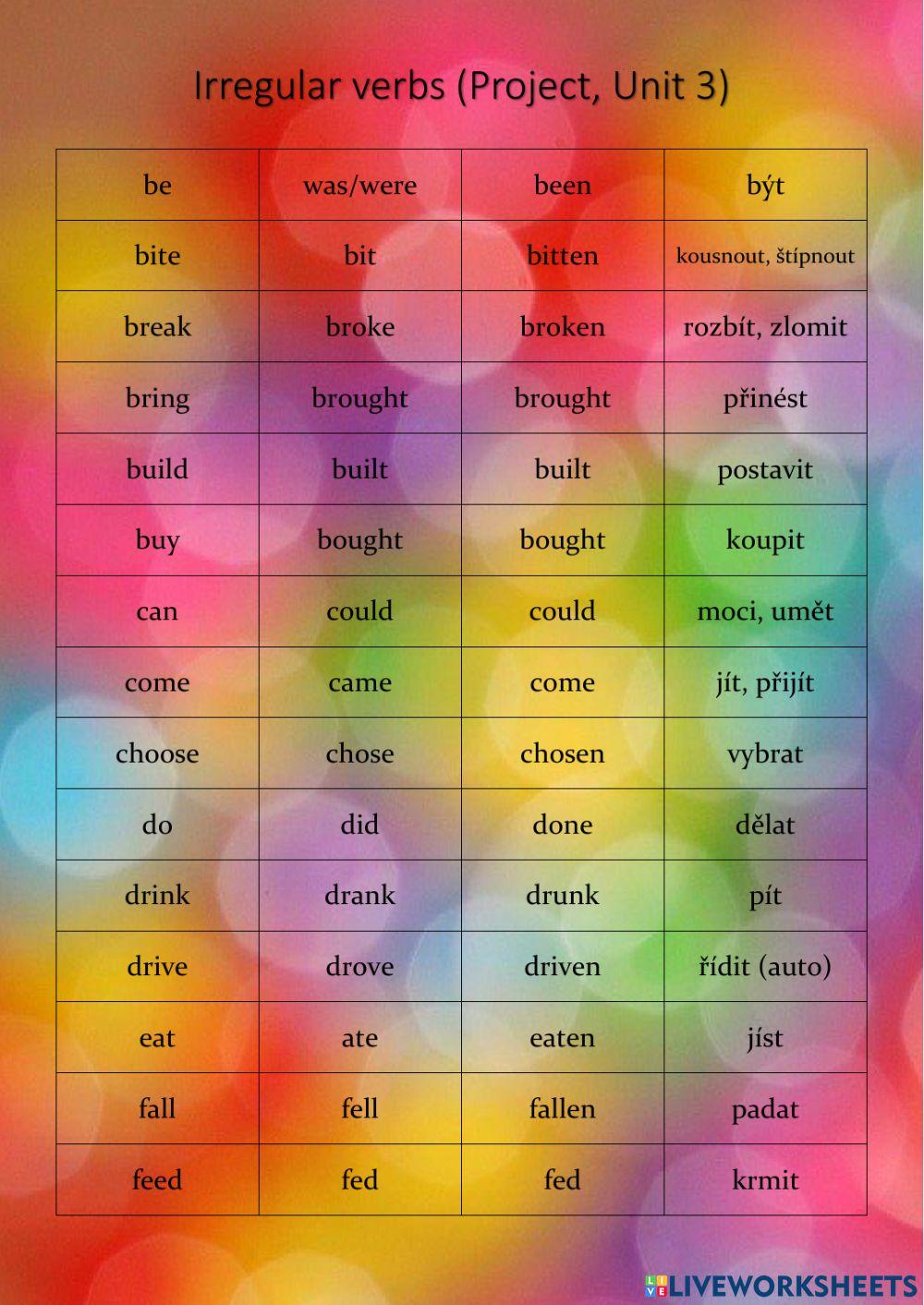 Irregular verbs for begginers