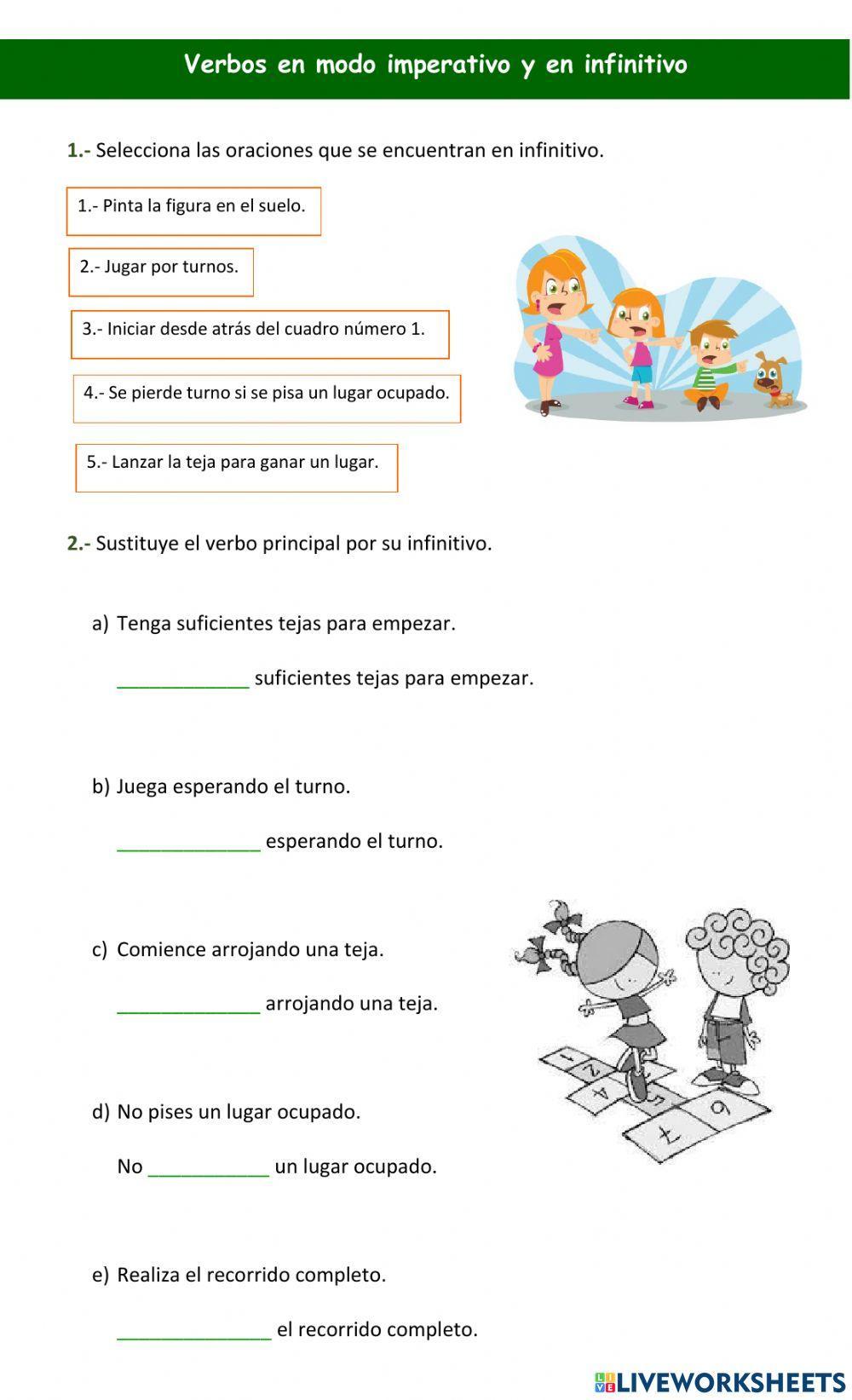 Verbos en modo imperativo y en infinitivo