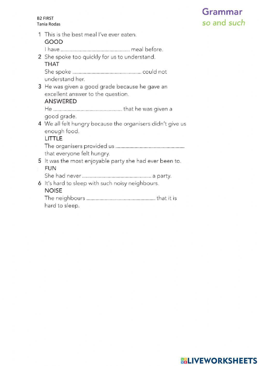 Fce grammar b2 so, such