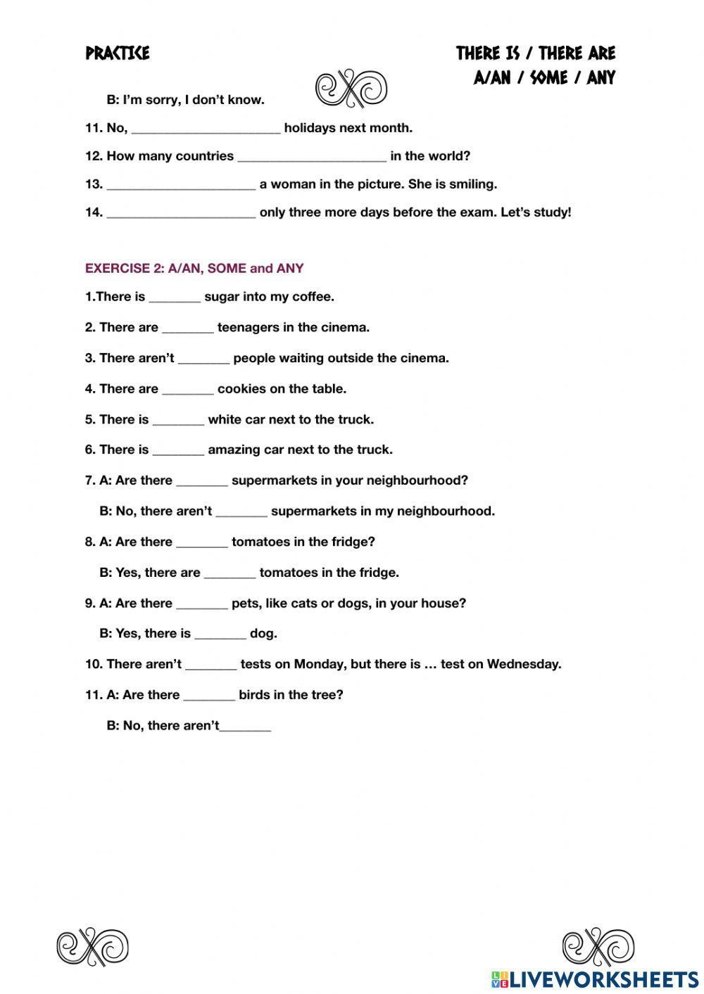 There is, there are, a-an, some any