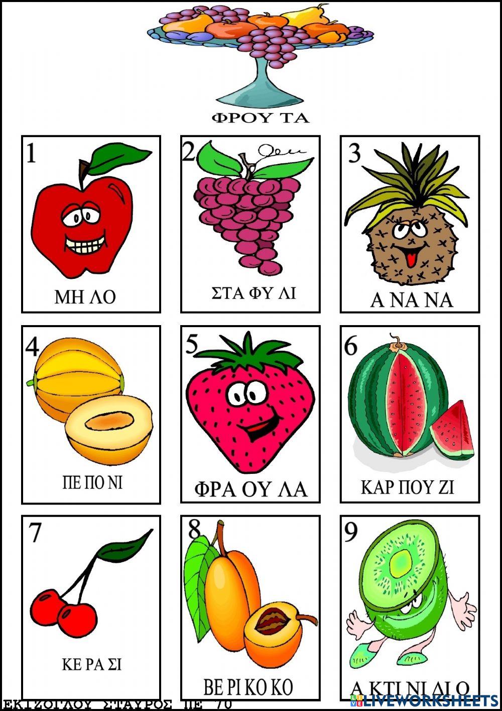 Μαθαινω τα φρουτα.