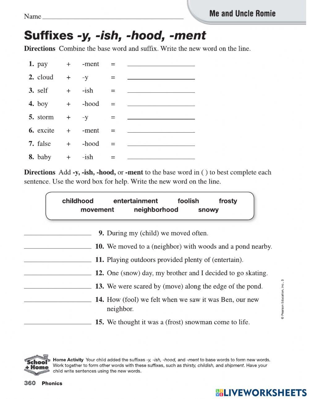 Me and Uncle Romie Spelling worksheets