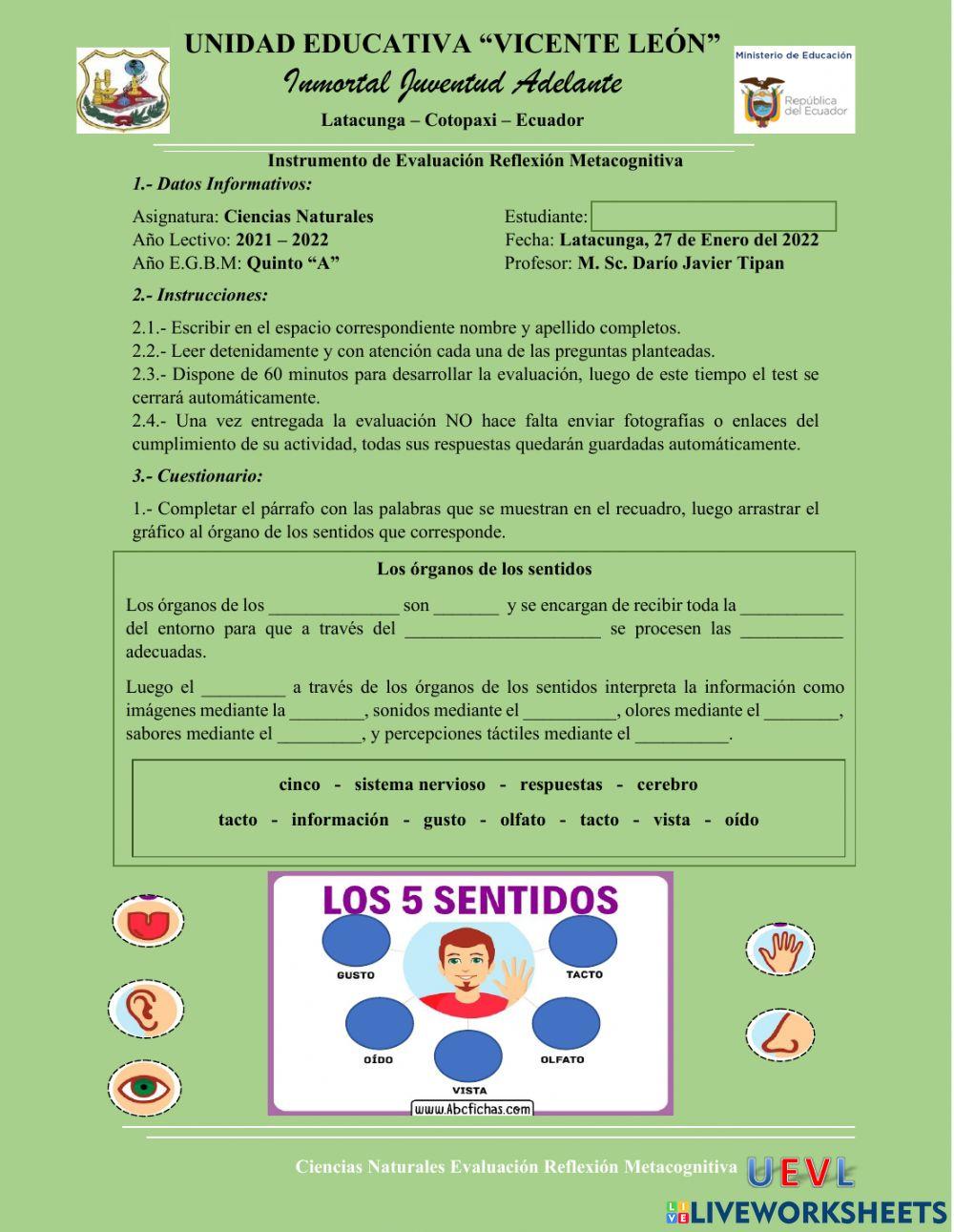 Evaluación Metacognitiva Ciencias Naturales