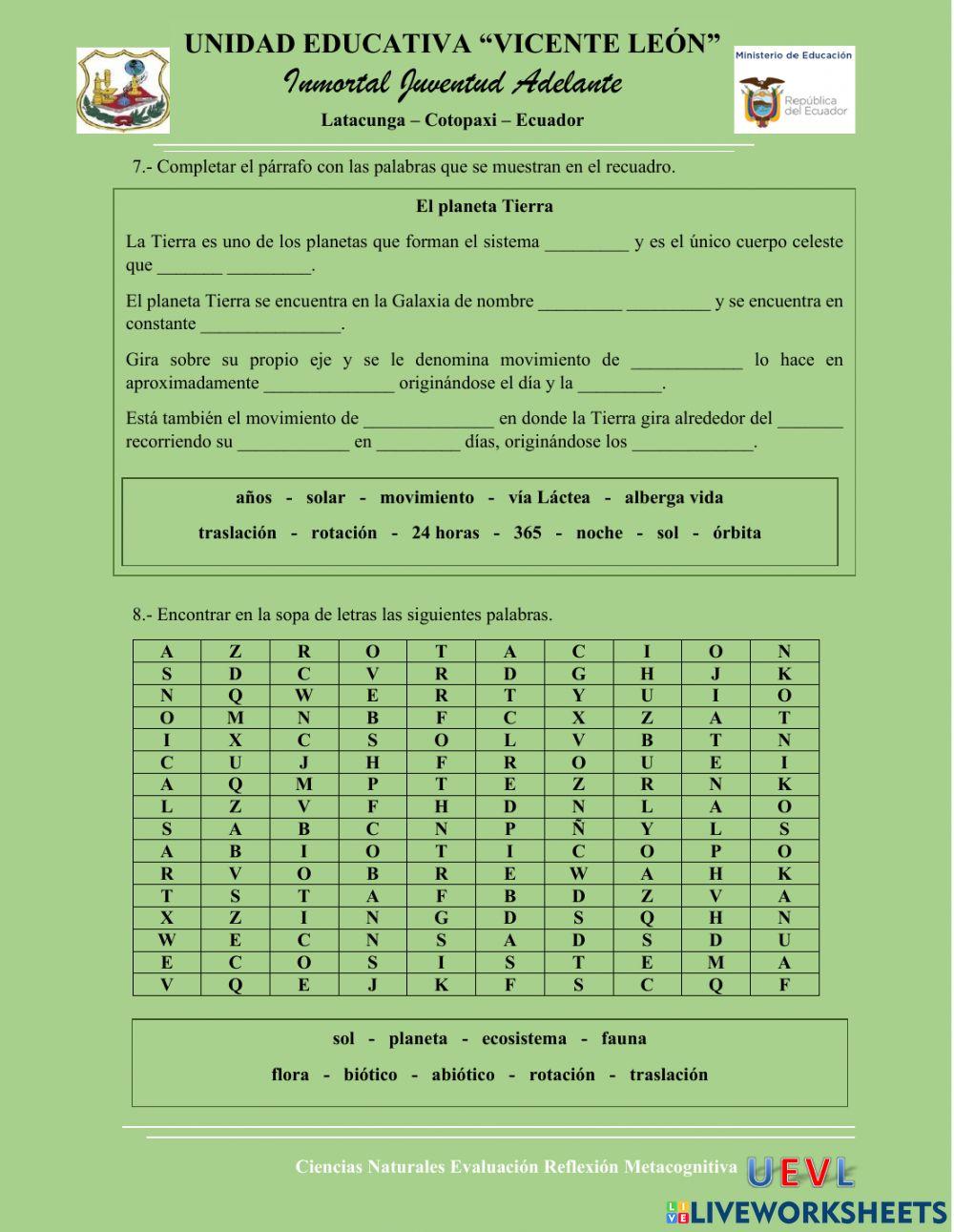 Evaluación Metacognitiva Ciencias Naturales