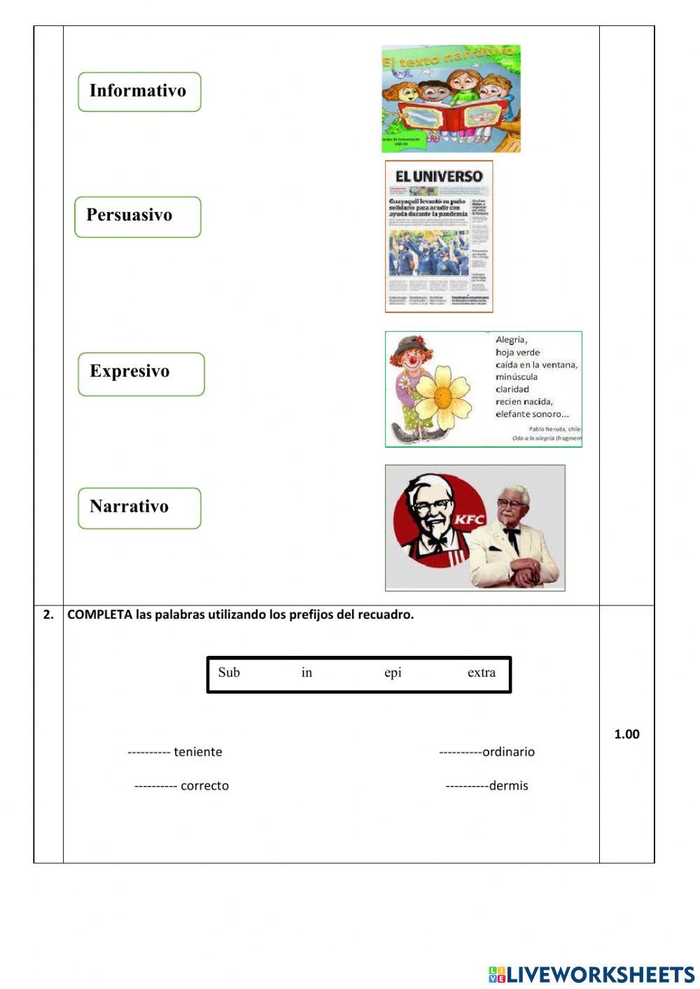 Examen lengua y literatura q1