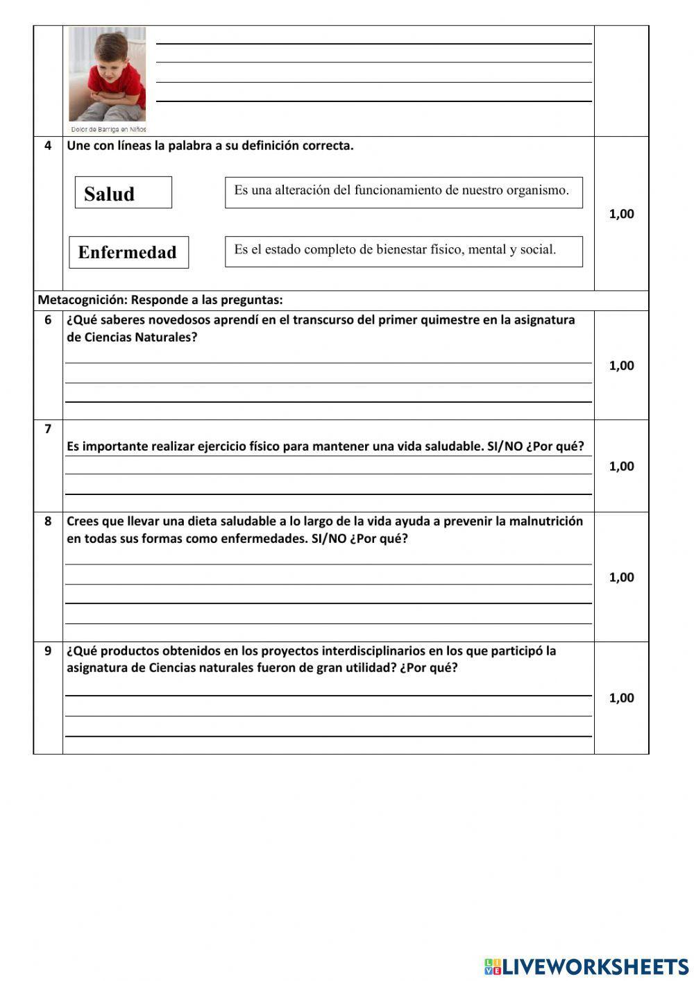 Examen quimestral de ciencias naturales