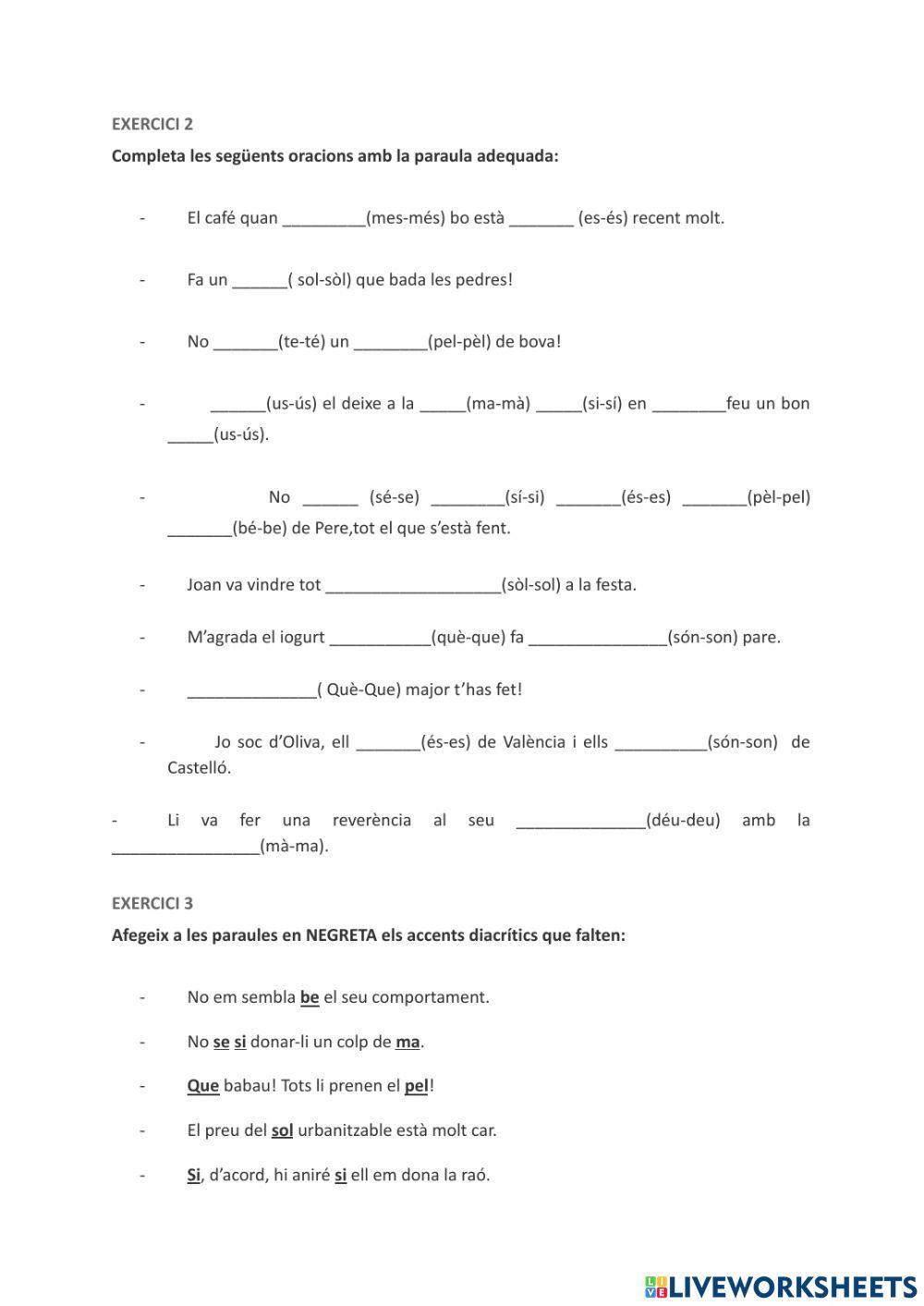 Prova objectiva accentuació II