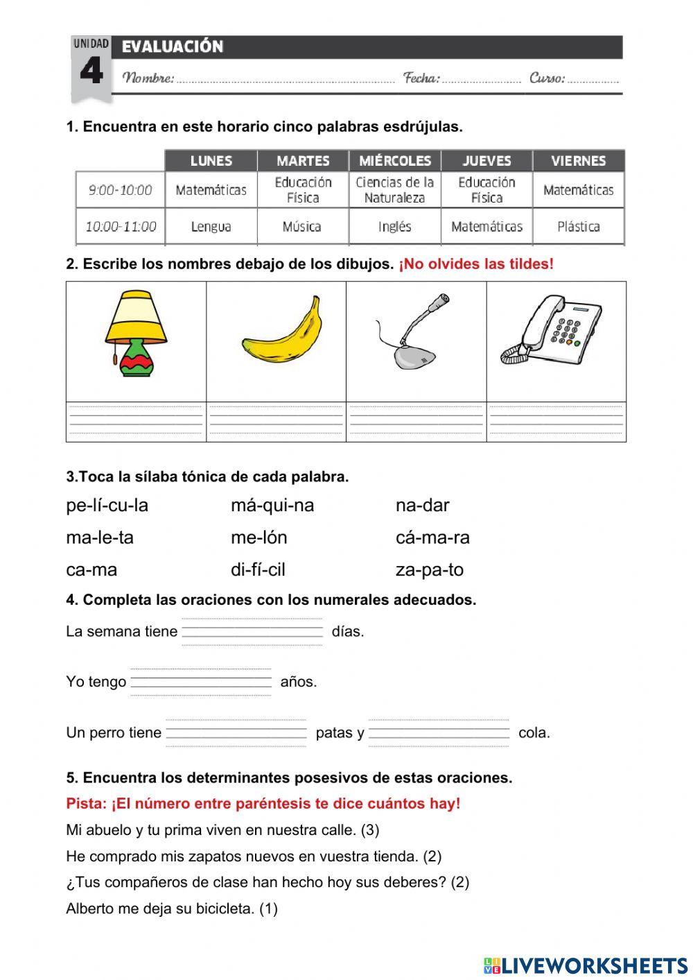 Control tema 4 de Lengua Castellana