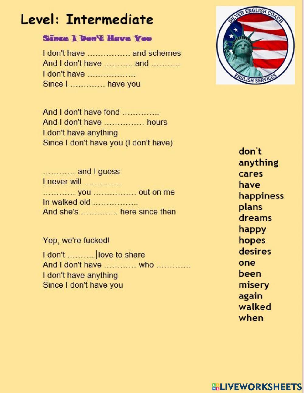 Since I don't have you - intermediate