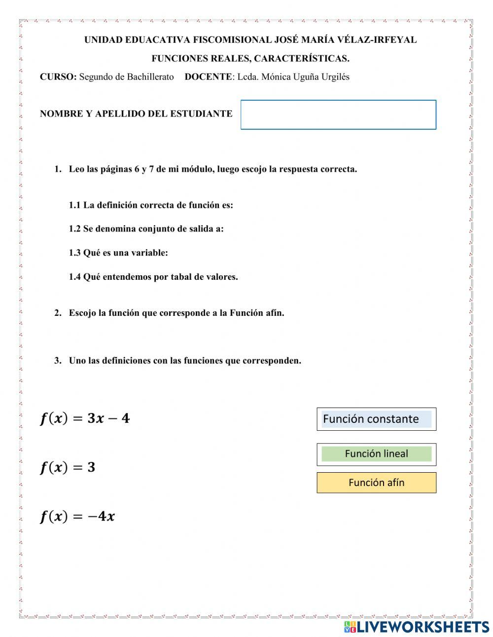 Evaluación de funciones reales