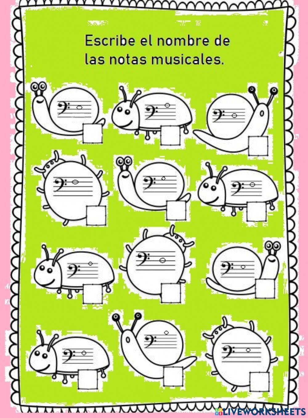 Notas musicales en Clave de FA