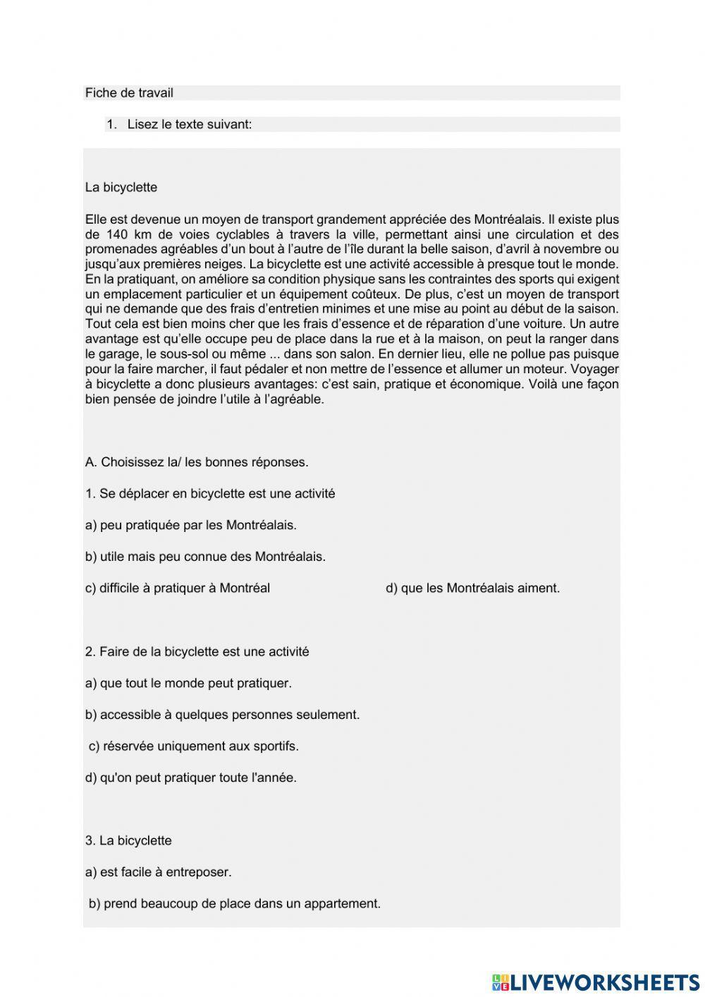 Compréhension écrite A2