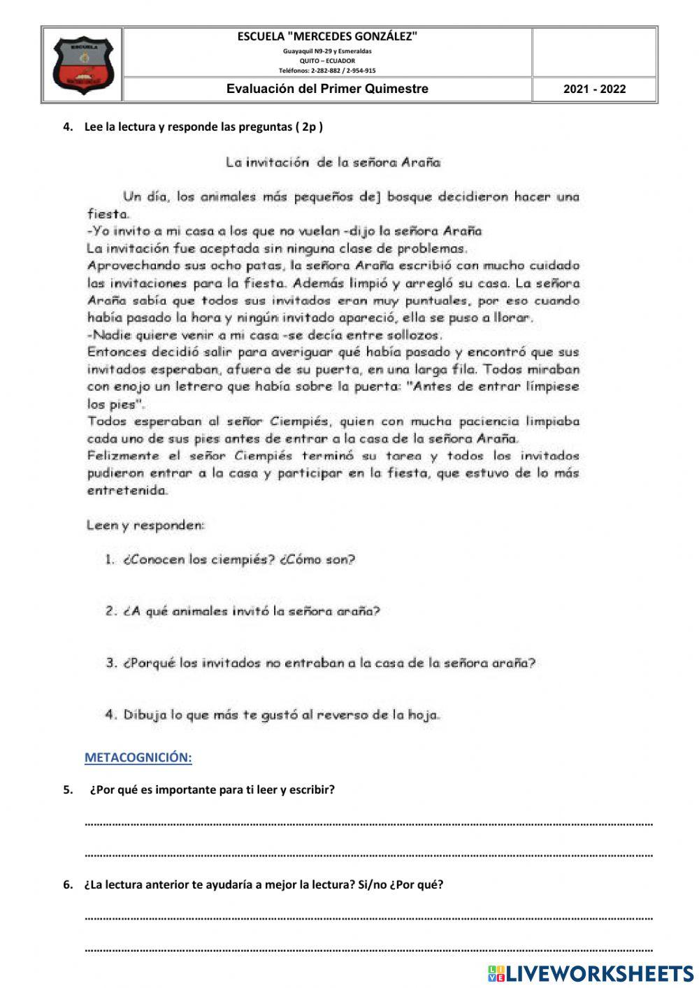 Evaluación de Lengua y Literatura