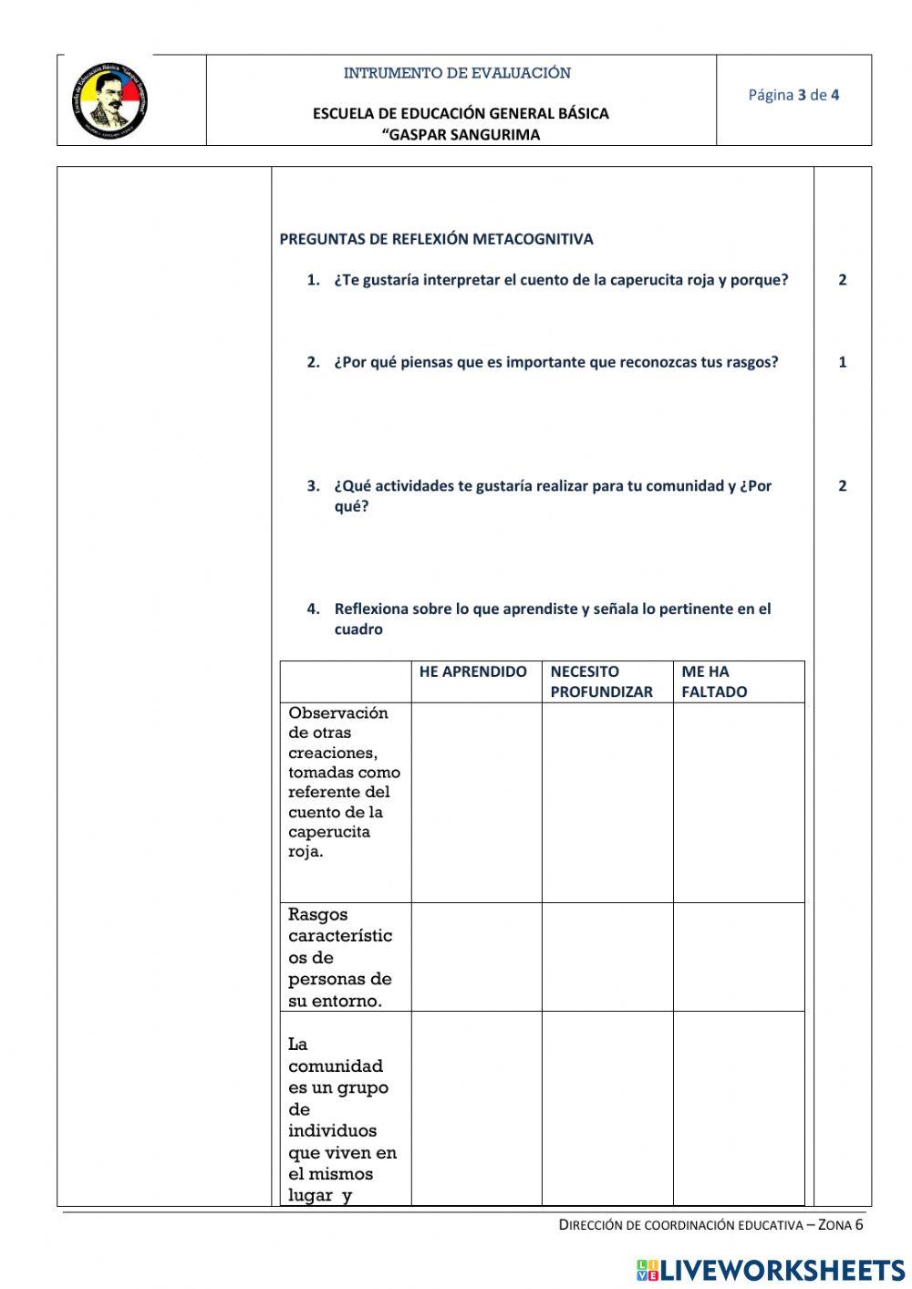 Instrumentos de evaluación de tercero del primer quimestre