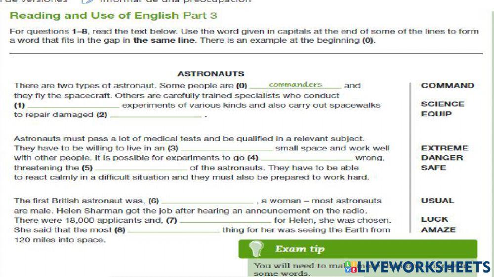 First Certificate reading part 3