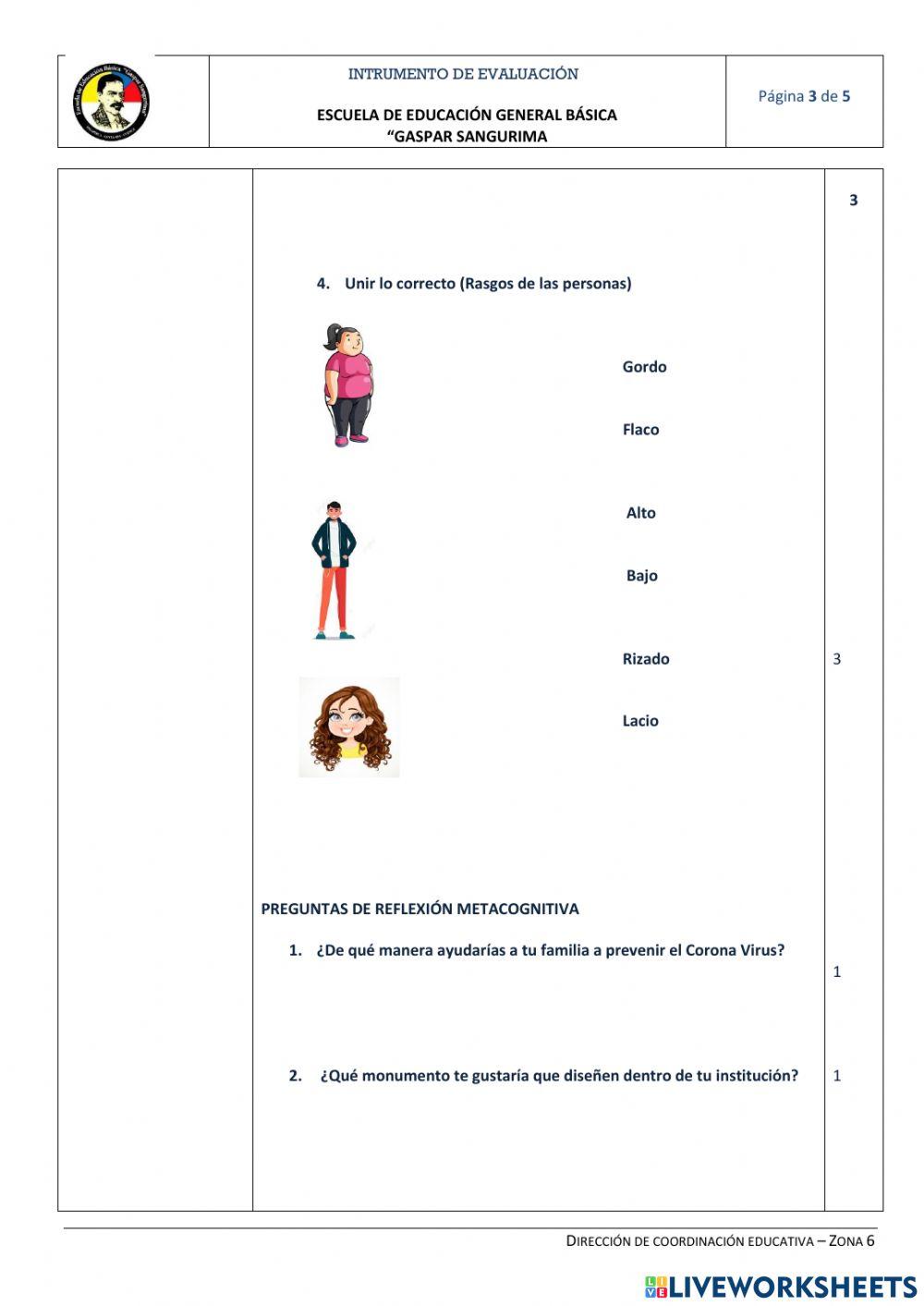 Instrumentos de evaluación de cuarto grado