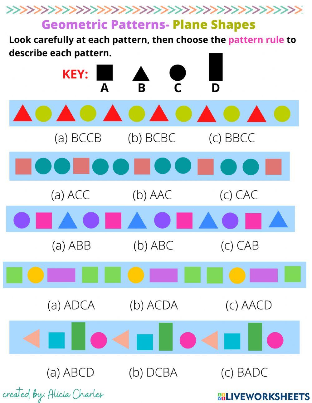 Geometric Pattern Pattern Rule Worksheet Live Worksheets geometric-pattern-pattern-rule-worksheet-live-worksheets