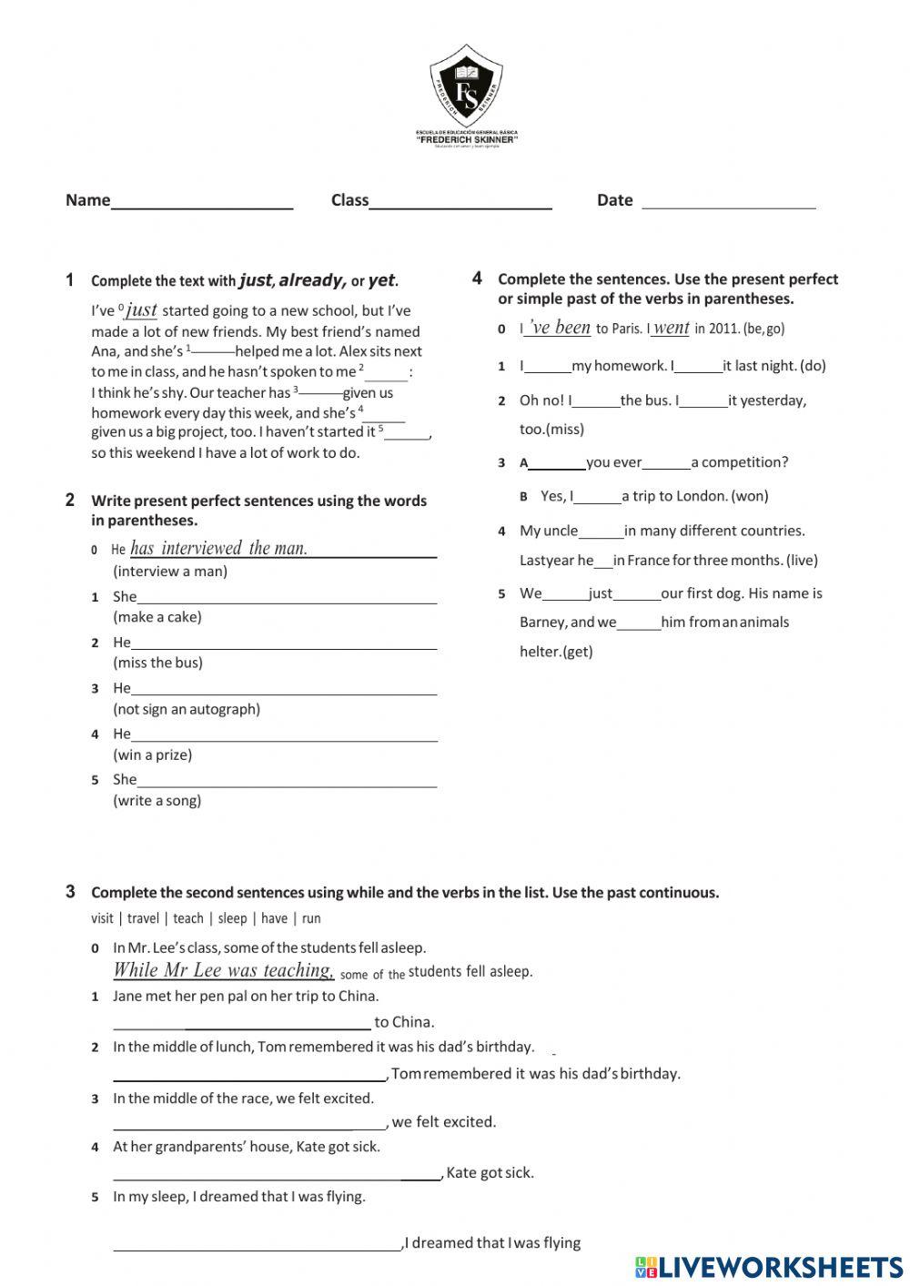 Quimestral Lesson 10th