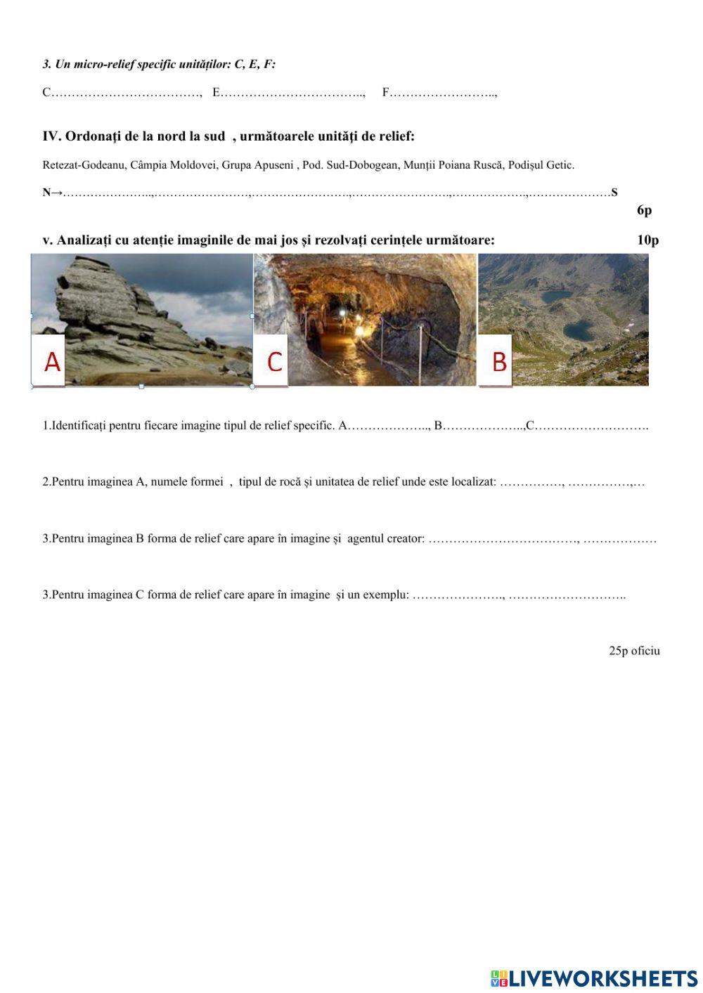 test relieful României 2