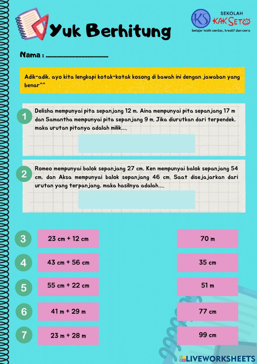 Yuk Berhitung (Penjumlahan dalam Pengukuran)