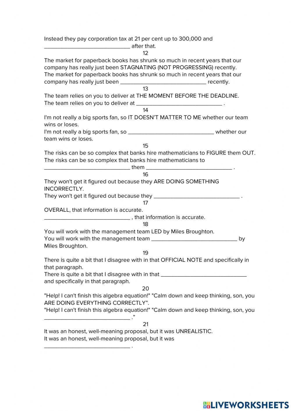 VOCABULARY TEST – PART 2